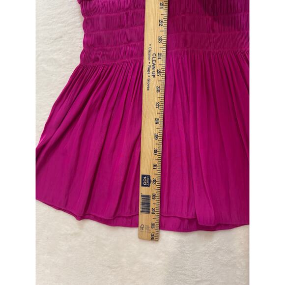 Ramy Brook Paris Mini Dress Womens S Fuschia Pink Smocked Ruched Elastic Waist - Picture 12 of 15